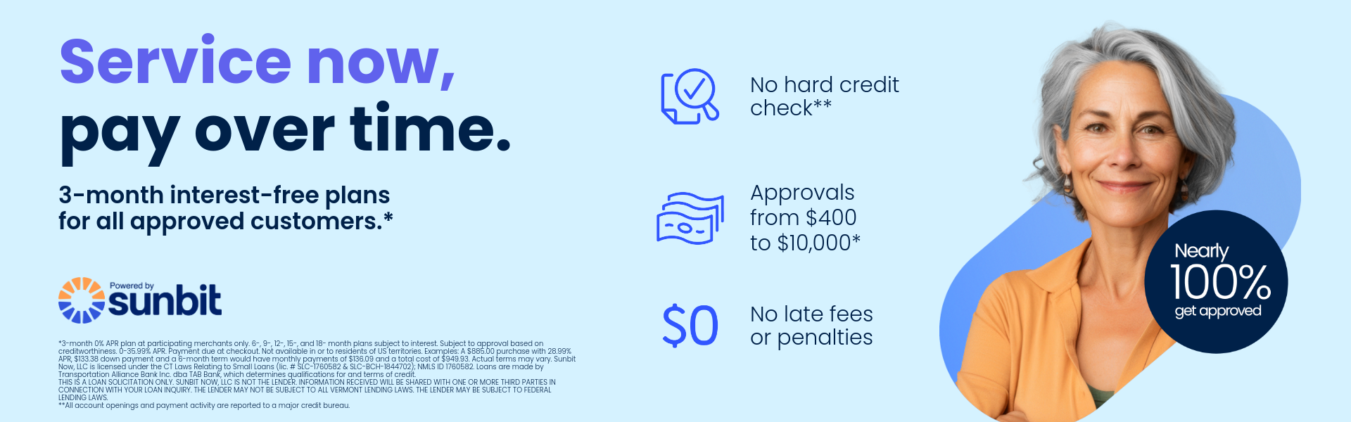 Service now, pay over time.